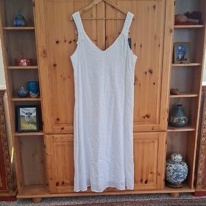NWT Lovestitch White Cotton Window Pane Sleeveless Midi Sheath Dress Size L